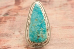 Genuine Blue Kingman Turquoise Sterling Silver  Ring